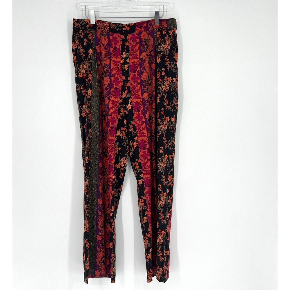 Soft Surroundings Pants Womens M Floral‎ Patchwork Colorful Boho Straight Leg
